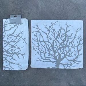 2 Vintage IKEA 20 x 20 Cotton Pillow Covers Off White/Taupe Coral Decor